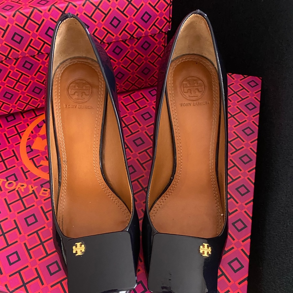 Tory Burch Navy Patent Heels